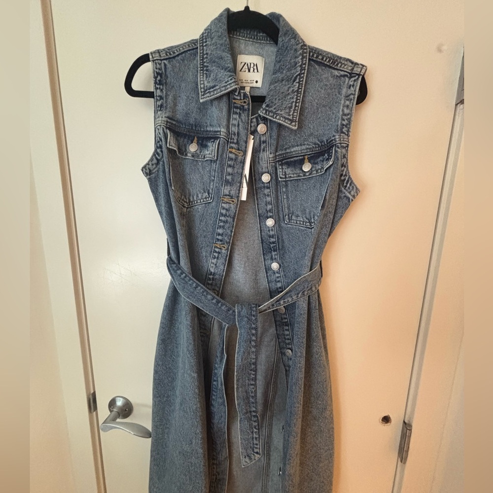 Zara Denim Sleeveless Collar Dress - Picture 3 of 4